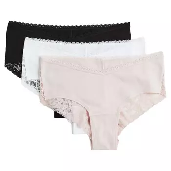 Набор трусов для беременных H&amp;M Cotton Hipster, 3 предмета, черный/белый/пудрово-розовый