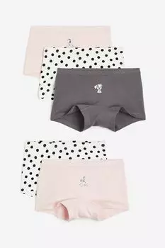 Набор трусов H&M Disney 101 Dalmatians Cotton Boxer Briefs, 5 предметов, светло-розовый/темно-серый