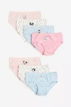 Набор трусов H&M Disney Minnie Mouse Cotton Briefs, 7 предметов, голубой/розовый
