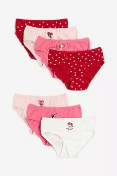 Набор трусов H&M Disney Minnie Mouse Cotton Briefs, 7 предметов, красный/розовый