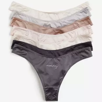Набор трусов H&M Satin Brazilian Weekdays, 7 пар, серый