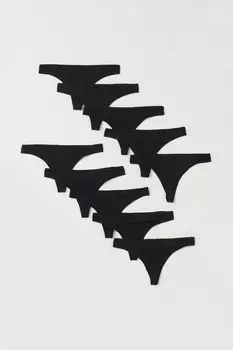 Набор трусов-стринг H&M, 10 шт, черный (Размер M)