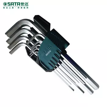 Набор удлинённых шестигранных ключей SATA из 9 предметов из хромованадиевой стали 09107A в наличии