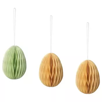 Набор украшений Ikea Blregnstrd Paper, 3 шт, желтый, зеленый
