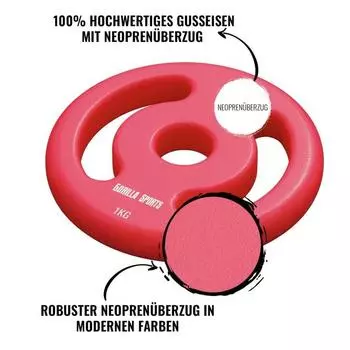 Набор утяжелителей неопреновый 1 - 5 кг GORILLA SPORTS, красный