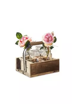 Набор ваз (4 шт.) с корзиной Reverie коричневый/прозрачный Loberon