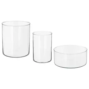 Набор ваза/миска, 3 шт., прозрачное стекло, CYLINDER IKEA
