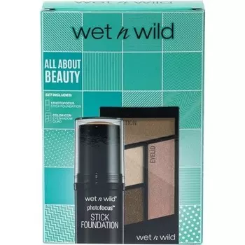 Набор Wet n Wild All About Beauty с тональной основой Photo Focus Stick в нежно-бежевом оттенке и набором из четырех теней для век Color Icon Wet 'N' Wild