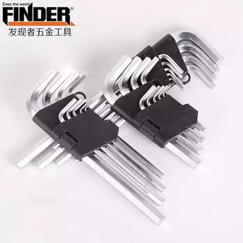 Набор внутренних шестигранных ключей FINDER, ручной шестигранный ключ, отвертка L-образной формы, с плоской головкой, шаровая головка, ключ Torx с круглой головкой 193129, 9 шт., короткая шаровая головка, внутренний шестигранный ключ