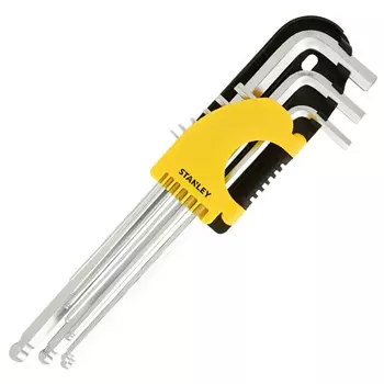 Набор внутренних шестигранных ключей Stanley Шестигранный ключ с удлиненной шаровой головкой Внутренний шестигранный ключ из легированной стали S2, метрический, набор из 9 предметов 1,5–10 ммSTMT94158-8-23