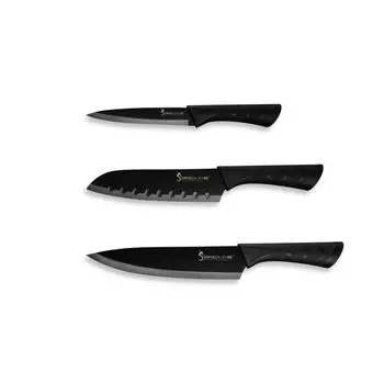 Набор высококачественных кухонных ножей черного цвета из нержавеющей стали, универсальный нож шеф-повара, нож Сантоку WLK