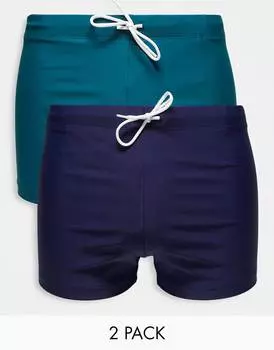 Набор зелено-синих шорт для плавания ASOS DESIGN