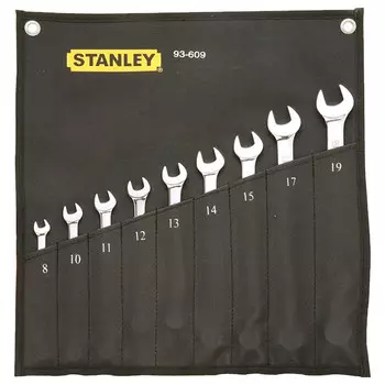 Набор зеркальных ключей Stanley torx многофункциональный набор длинных ключей двойного назначения, набор из 9 предметов, хромованадиевая сталь 8–19 мм 93-609-22