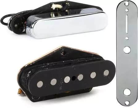 Набор звукоснимателей Fender Original Vintage Telecaster из 2 предметов в комплекте с панелью управления Fender Telecaster — хром 0992058000=1 0992119000=1