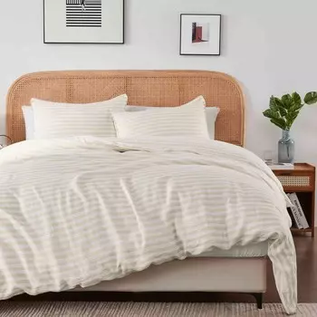 Наборы пододеяльников из 100% льна, 3 шт., впитывающие влагу и дышащие полоски Puredown, цвет Yellow/White