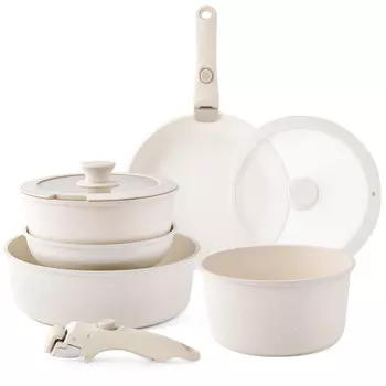 Наборы посуды с антипригарным покрытием Caannasweis 9 шт, бежевый