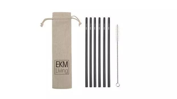 Nachtmann Noblesse набор из 6 стаканов для лонг-дринков White Edition 375 мл I можно мыть в посудомоечной машине I стакан окрашен в цвет EKM (белый/медный) + набор из 6 соломинок EKM Living черный