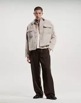 Наденьте элегантные широкие брюки коричневого цвета ASOS DESIGN