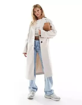 Надеть официальное пальто кремового цвета ASOS DESIGN