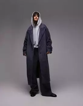 Надеть пальто в темно-синем цвете Topshop