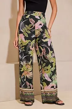 Надевайте широкие брюки с принтом Lipsy, черный