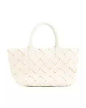 Надутая плетеная сумка-тоут со съемным плечевым ремнем Lulla Collection, белый