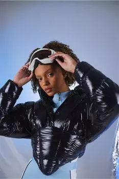 Надувное пальто Aida с капюшоном и застежкой-молнией, черное HOLLY LOLLY, черный