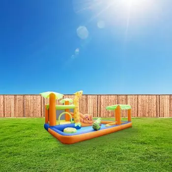 Надувной батут Banzai Safari Splash в аквапарке с пушкой и воздуходувкой Banzai