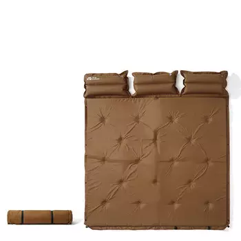 Надувной коврик Mobi Garden, уличная палатка, спальный коврик, воздушный коврик, ворс, влагостойкий коврик SP, каштановый коричневый (3 см для трех человек)