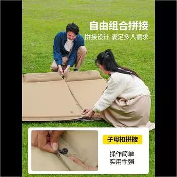 Надувной матрас Jingdian Guangnian для кемпинга, светлый хаки, 3 см, автоматический надувной матрас, одна подушка, обновленная по сравнению с обычными подушками