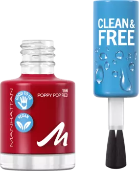 Нагеллак Clean Бесплатно 156 Poppy Pop Red 8 мл MANHATTAN Cosmetics