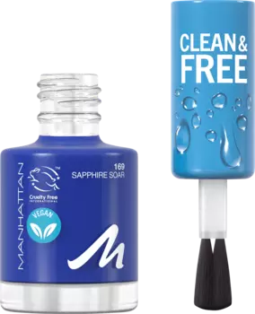 Нагеллак Clean Бесплатно 169 Сапфировый пар 8 мл MANHATTAN Cosmetics