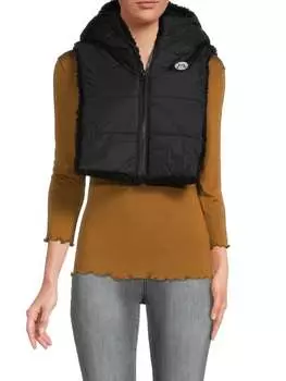 Нагрудник с капюшоном на подкладке из искусственной овчины Karl Lagerfeld Paris Black