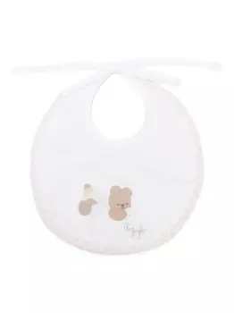 Нагрудник с вышитым плюшевым мишкой Il Gufo, белый