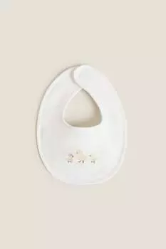 Нагрудник Zara с вышивкой утят, белый