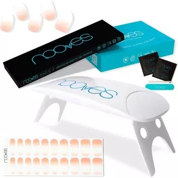 NAILS Premium Pre-Coated Gel Nail Sheets Nude Designs + Портативная УФ/светодиодная лампа для ногтей 8 Вт Nooves