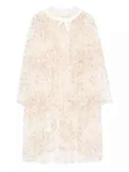 Накидка из тюля с пайетками Self-Portrait Kids, нейтральный цвет