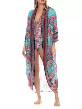 Накидка-кимоно с открытым передом и принтом La Moda Clothing Blue multi