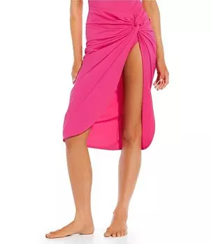 Накидка на купальник-парео с однотонным запахом и запахом Alex Marie, розовый