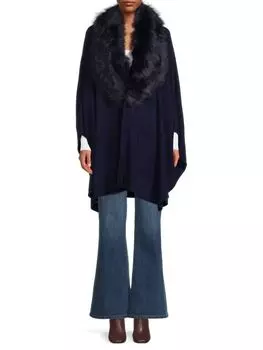 Накидка с отделкой из искусственного меха Saks Fifth Avenue Navy