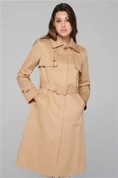 Накидка с рубашечным воротником на водоотталкивающей подкладке Тренч Kamel Olcay, коричневый