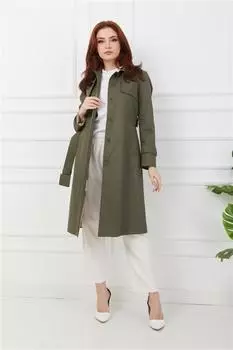 Накидка с воротником рубашки на водоотталкивающей подкладке, плащ цвета хаки Olcay