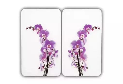 Накладка на плиту WENKO "Цветок орхидеи", (комплект, 2 шт.), устойчивая к царапинам 30х52 см, белый