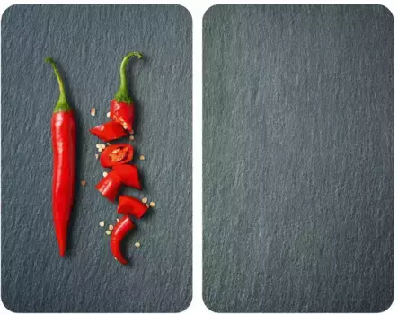 Накладка на плиту WENKO "Кайен", (комплект, 2 шт.), из закаленного стекла от WENKO 30х5,5х52 см, серый/красный/зеленый