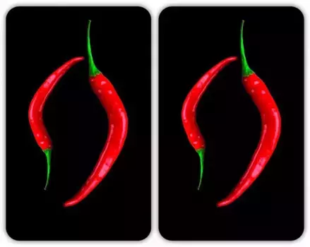 Накладка на плиту WENKO "Peperoni Duo", (комплект, 2 шт.), специальные нескользящие ножки 30х52 см, черный/красный