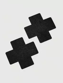 Накладки на соски ROMWE, черные, крестообразная форма, 2 пары, черный цвет
