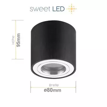 Накладной монтаж Sweet LED для ванной комнаты IP44 GU10, алюминий, черный хром, точечный светильник для поверхностного монтажа