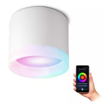 Накладной потолочный светильник VORA белый со световым кольцом и GX53 Smart Home LED RGBW WLAN, количество: комплект из 1 шт. SSC-LUXon