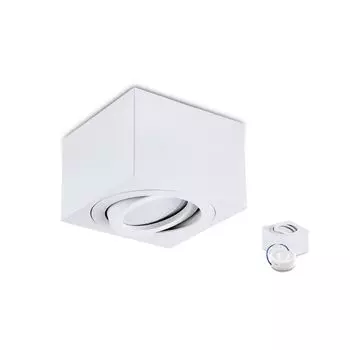 Накладной спот OH37 Потолочный светильник ПРЯМОУГОЛЬНИК цвет БЕЛЫЙ Потолочный спот - подвижный потолочный спот алюминий IP20 Светодиодный спот с лампочкой GU10 5W LED INSERT 5W 6000K MILKY (1 шт., S - холодный белый свет) KOBI