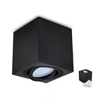 Накладной спот OH37 Потолочный светильник ПРЯМОУГОЛЬНИК цвет ЧЕРНЫЙ Потолочный спот - подвижный потолочный спот алюминий IP20 Светодиодный спот в комплекте с лампочкой GU10 5W 4000K (1 шт., M - нейтральный белый свет) KOBI